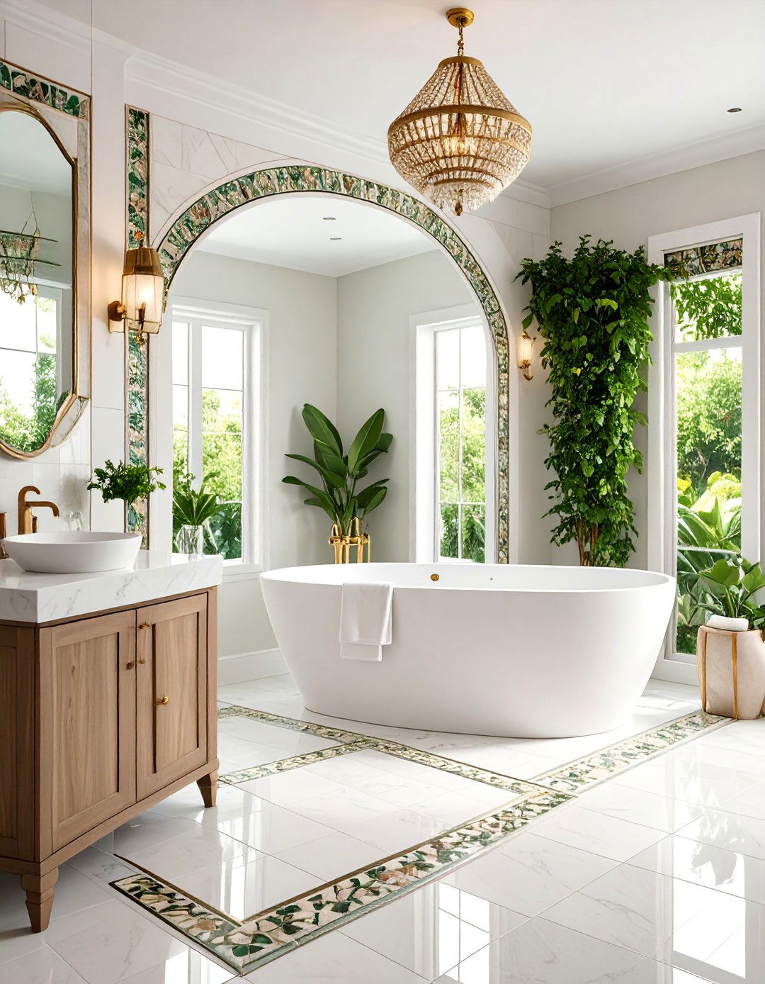 Mosaic Border Accent with Neutral Field Tiles - 25 Bathroom Shower Ideas