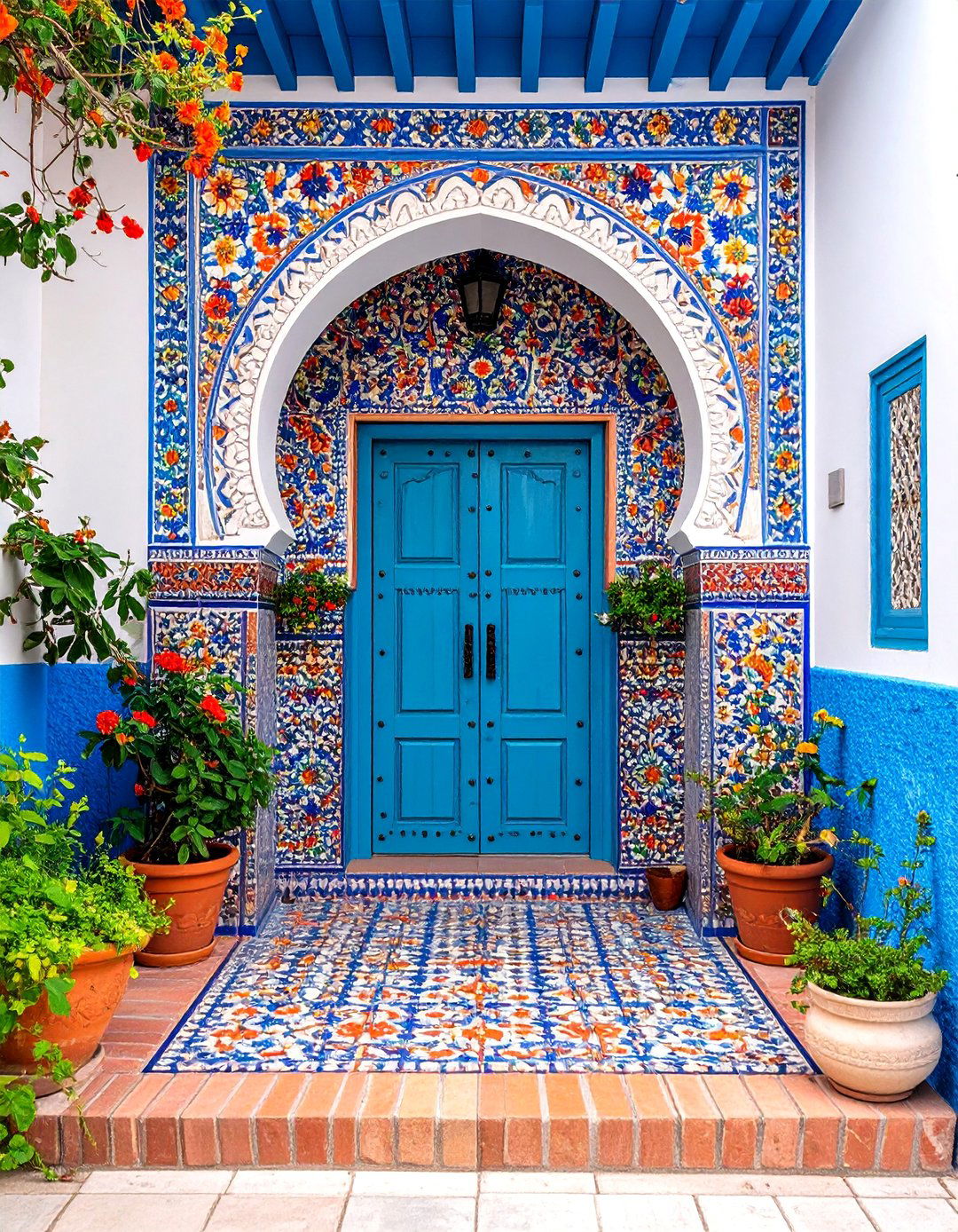 Mosaic Front Porch Tiles with Artistic Patterns - 25 Front Porch Tile Ideas