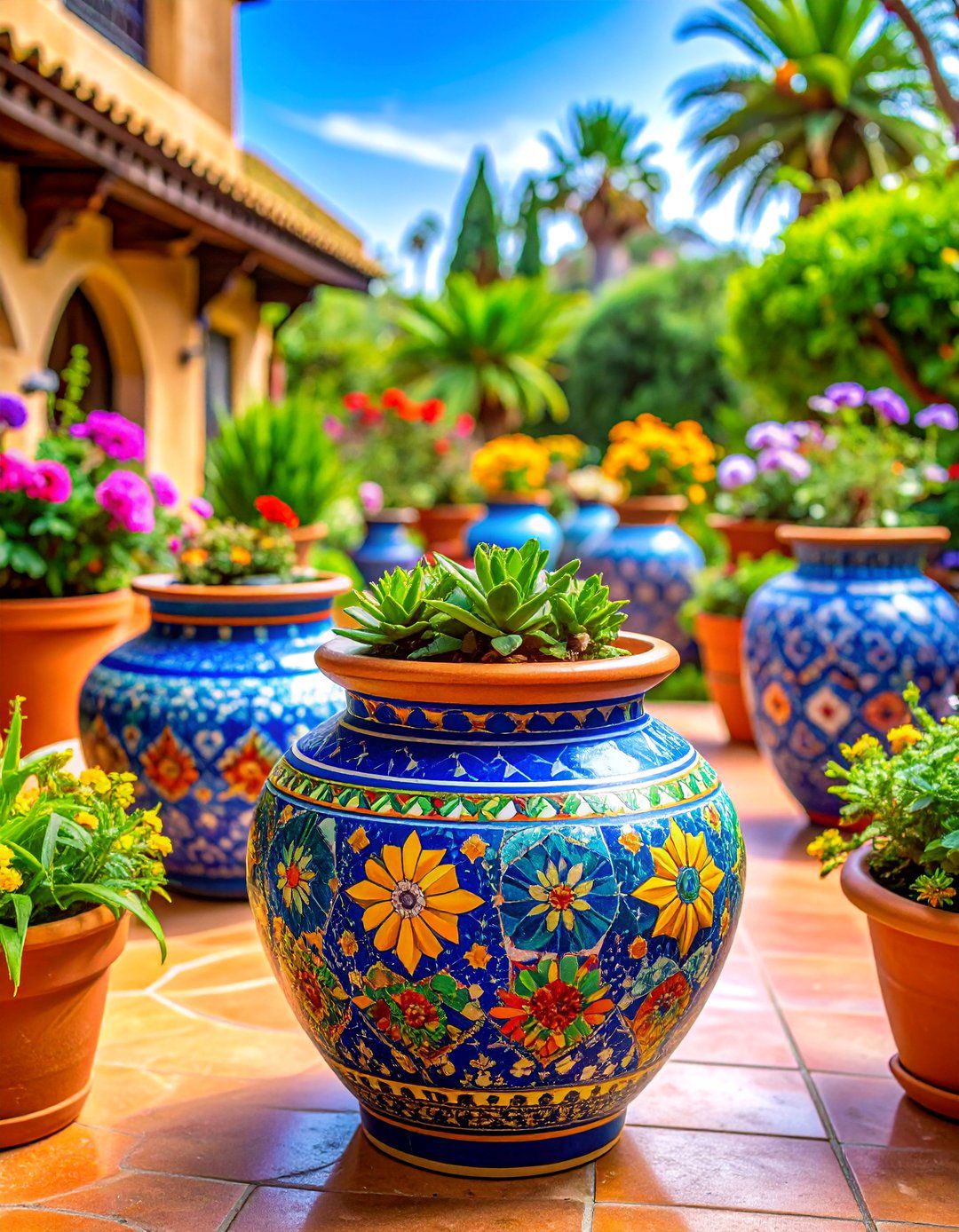 Mosaic Pattern Painted Pot - 25 Painted Pot Ideas