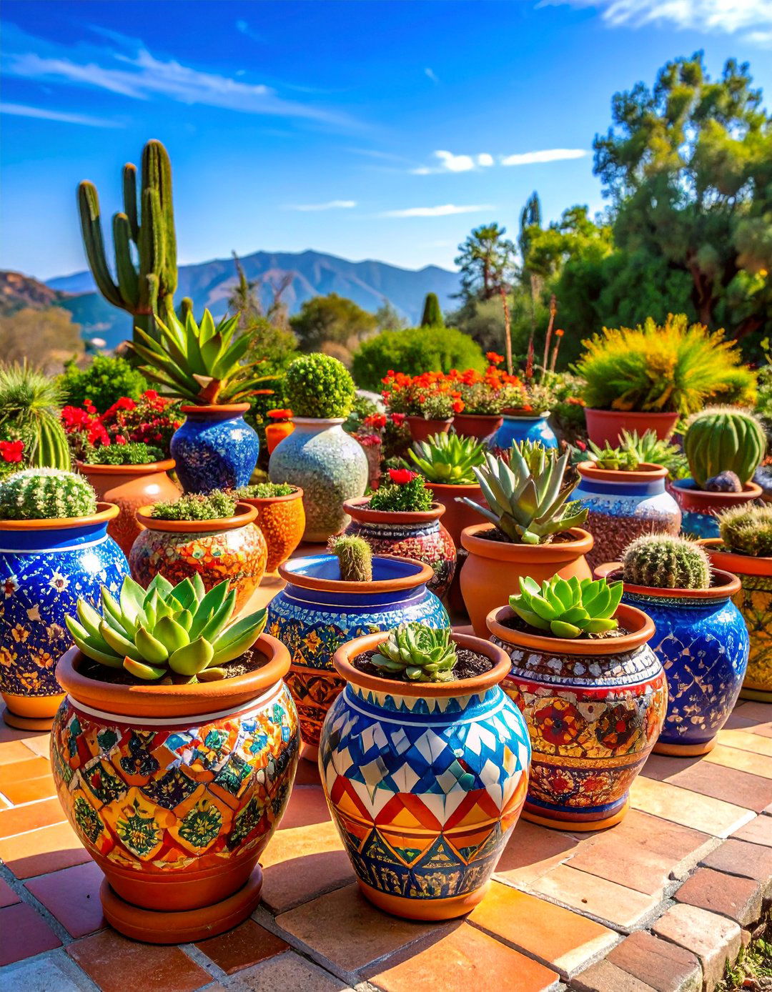 Mosaic Pot Artistic Display - 25 Outdoor Succulent Container Ideas