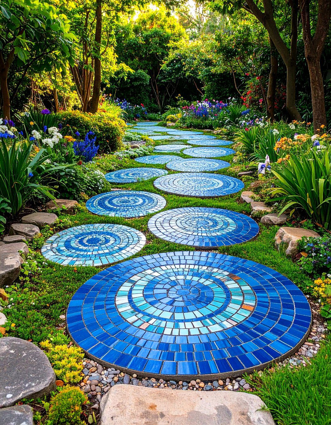 Mosaic Stepping Stone Pathway Garden - 25 Mosaic Garden Ideas