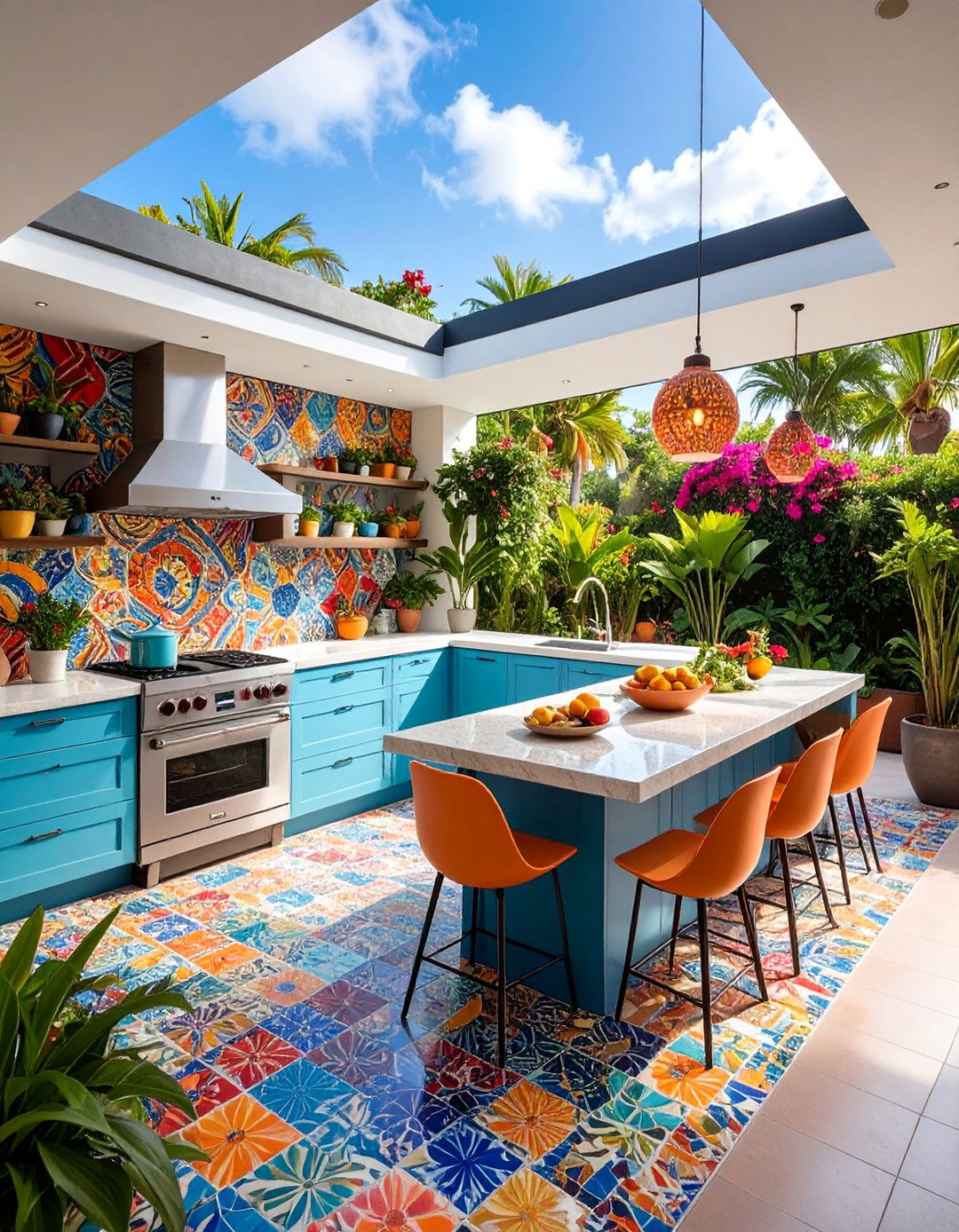 Mosaic Tile Art Kitchen - 25 Mexican Outdoor Kitchen Ideas