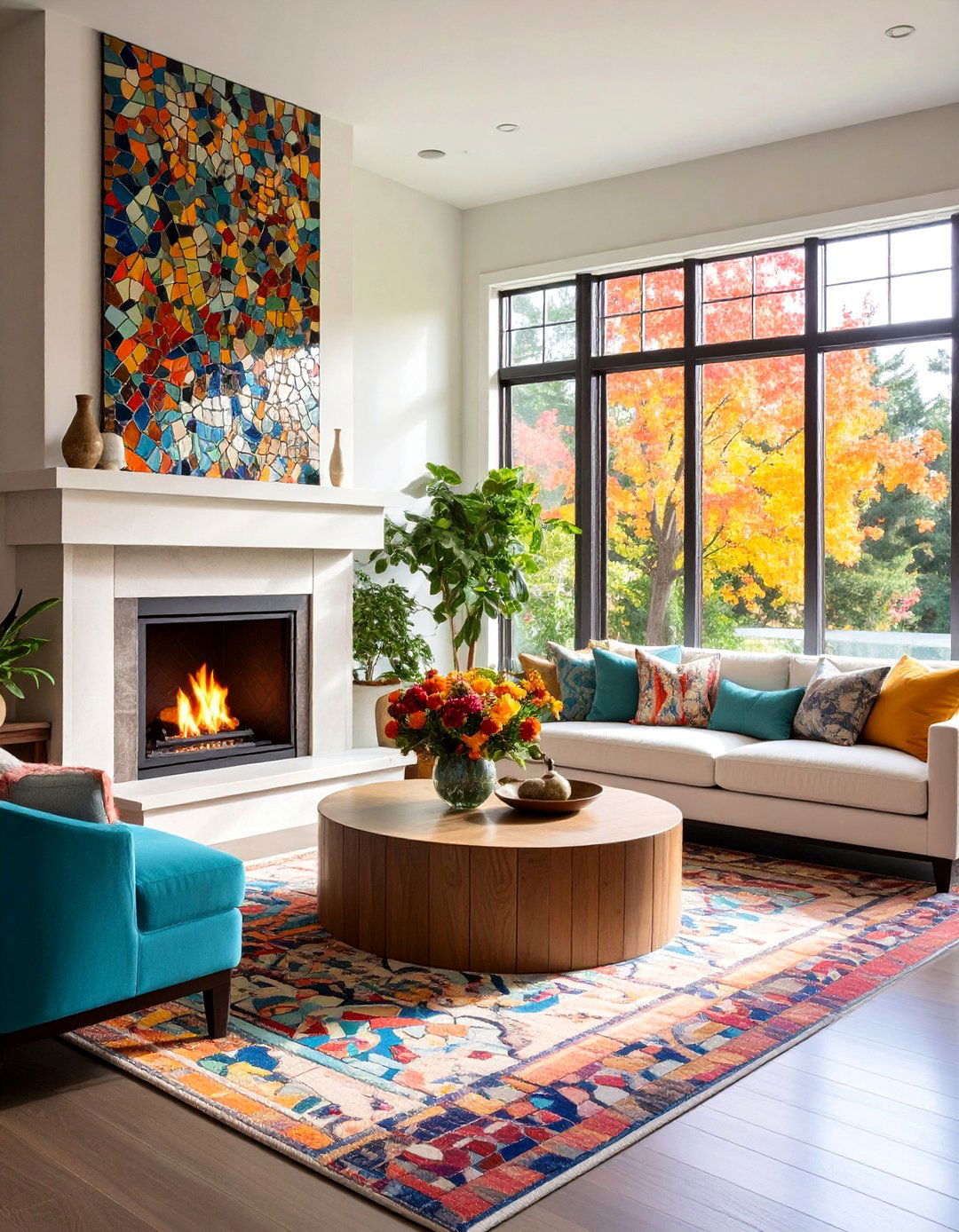 Mosaic Tile Artistic Hearth - 25 Fireplace Hearth Ideas