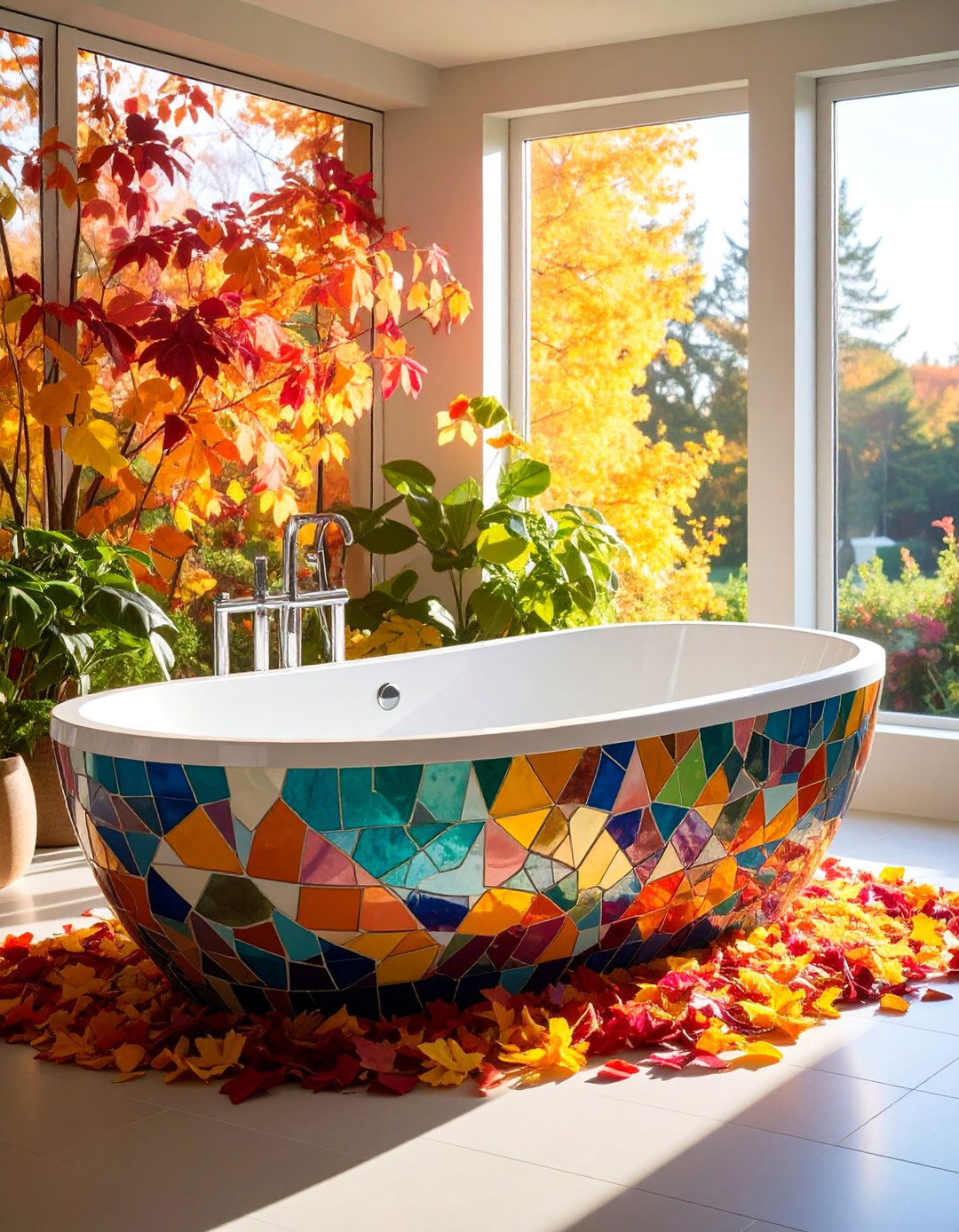 Mosaic Tile Drop In Tub with Artistic Flair - 25 Drop in Tub Ideas