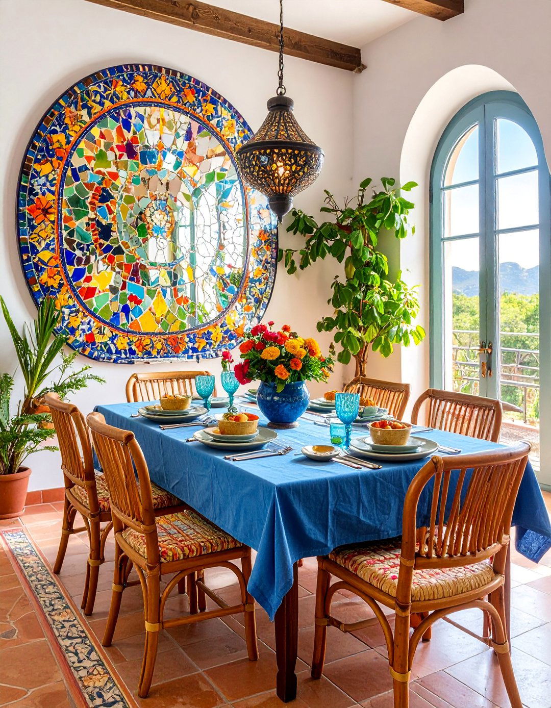 Mosaic Tile Mirror with Colorful Glass - 25 Dining Room Mirror Ideas