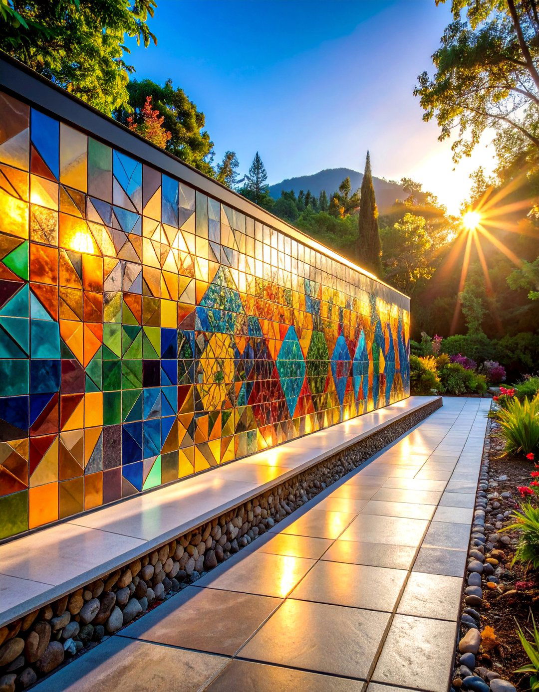 Mosaic Tile Wall Art Installation - 25 Outdoor Wall Decor Ideas