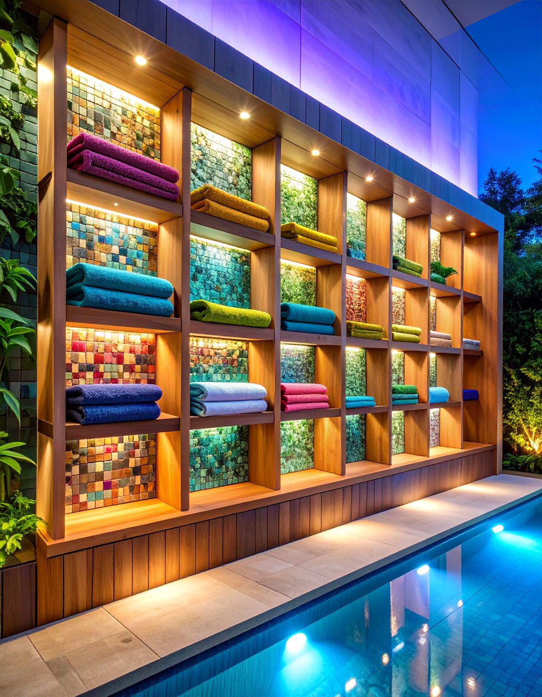 Mosaic Tile Wall Niches - 25 Pool Storage Ideas