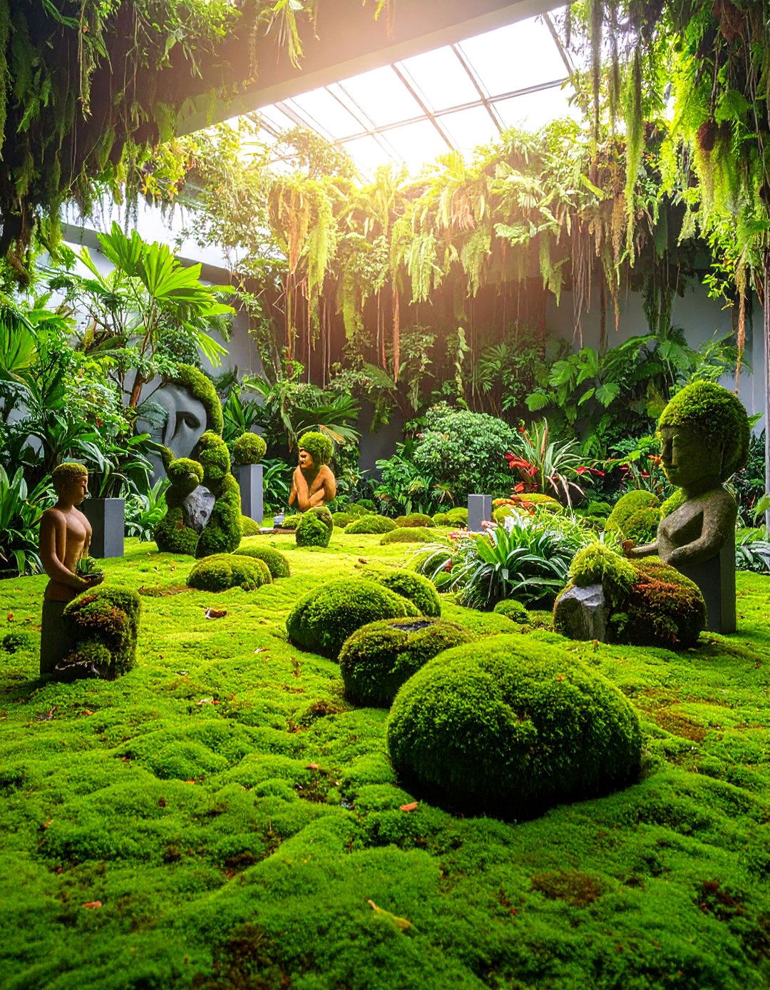 Moss Artistic Sculpture Garden with Living Art Elements - 25 Moss Garden Ideas