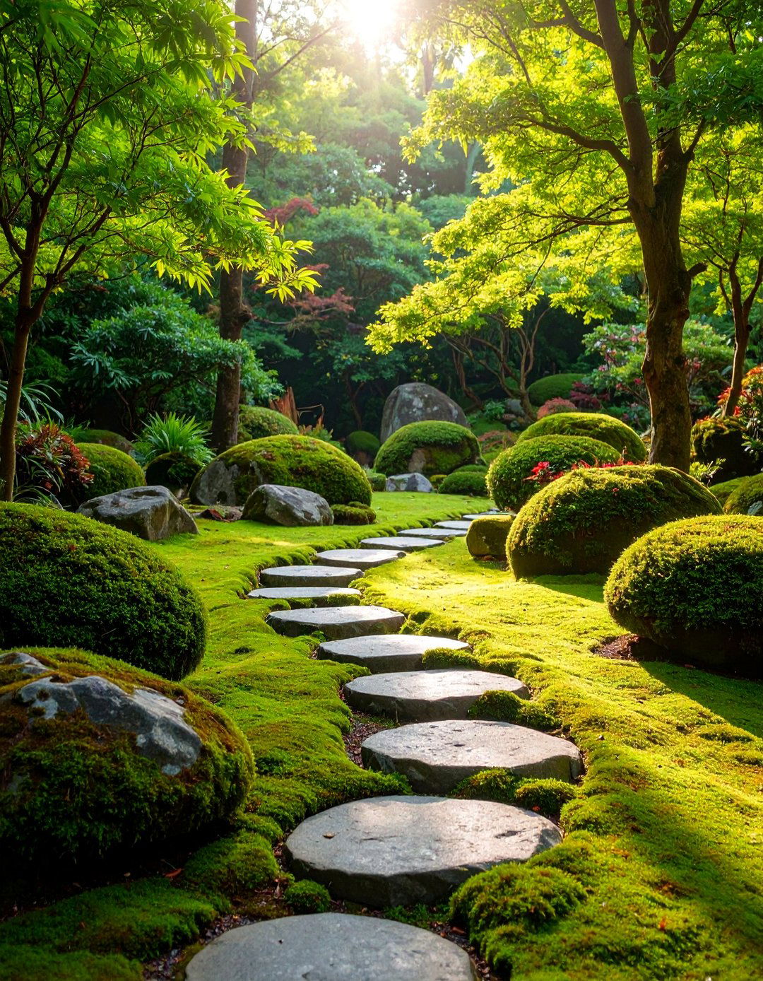Moss Rock Garden with Natural Stone Pathways - 25 Moss Garden Ideas