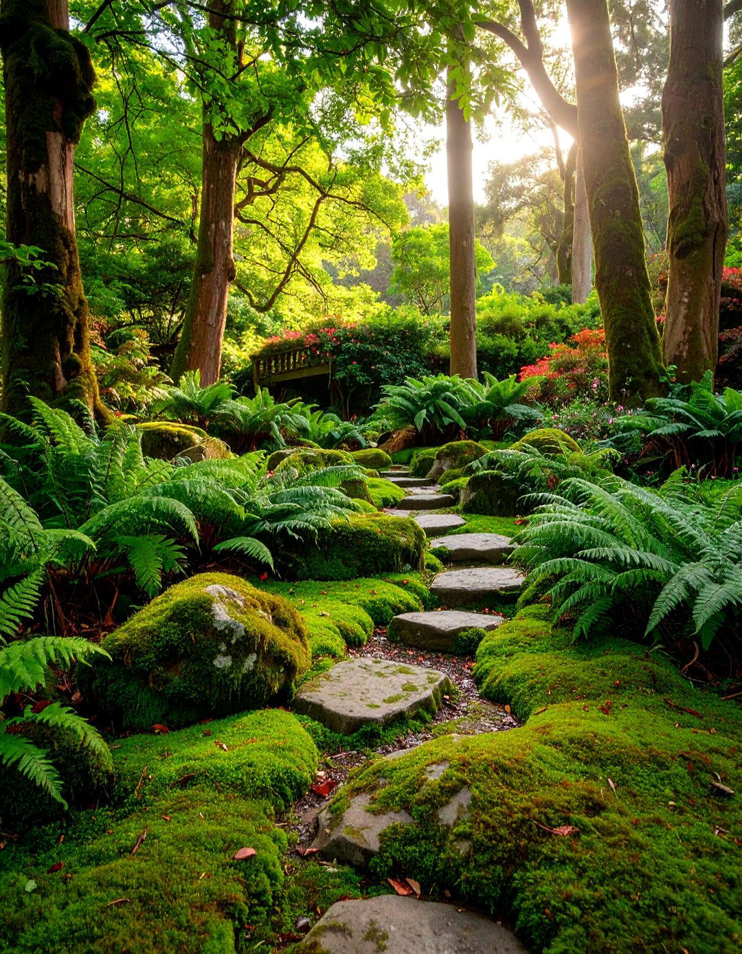 Moss Shade Garden with Fern Companions - 25 Moss Garden Ideas