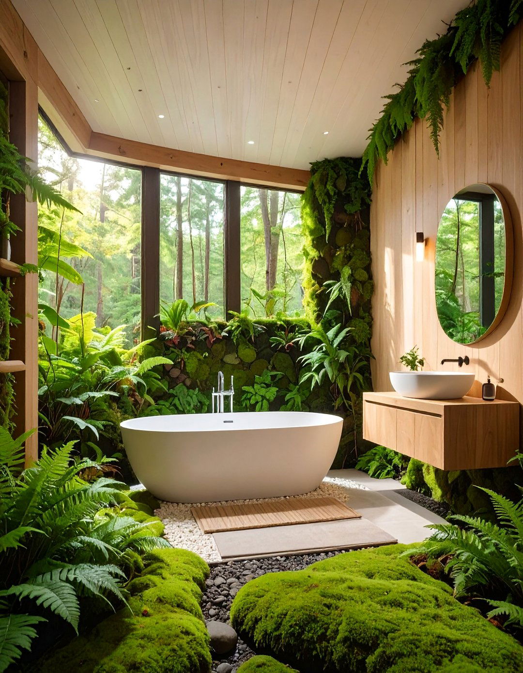 Mossy Forest Bathroom Ecosystem - 25 Greenhouse Bathroom Ideas