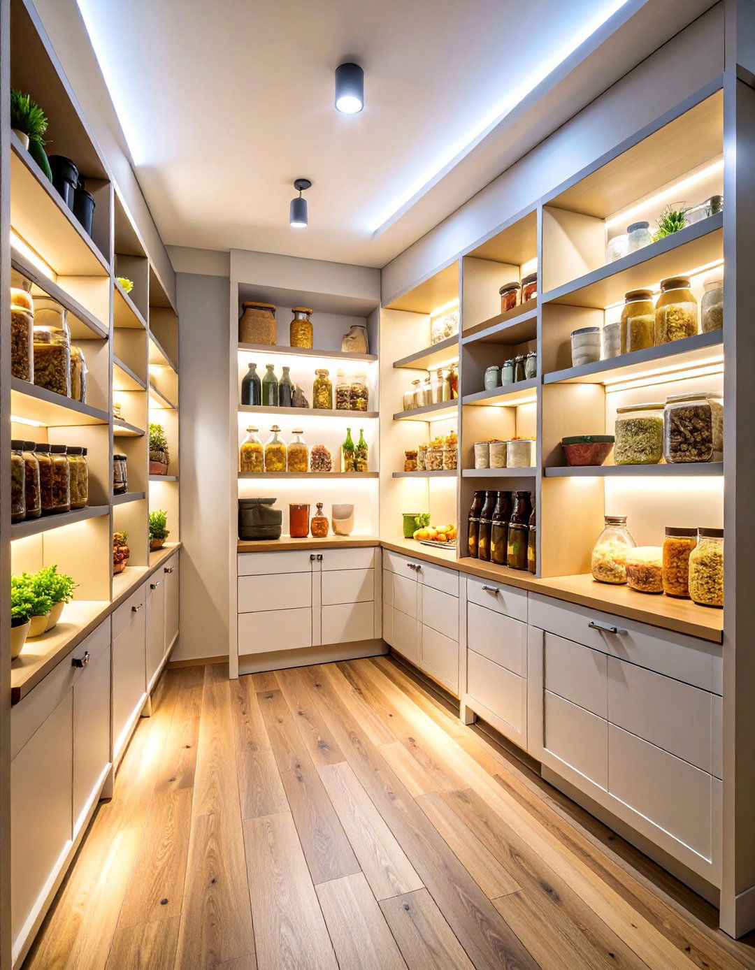 Motion Activated Pantry Organization Lighting - 25 Cabinet Lighting Ideas