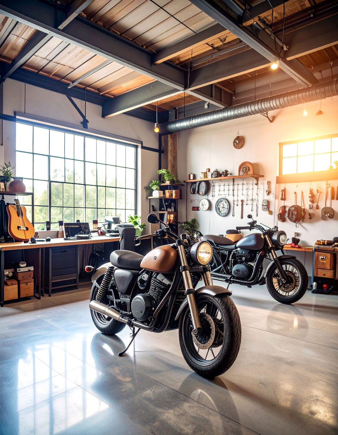 Motorcycle Garage Workshop Office - 25 Man Cave Office Ideas
