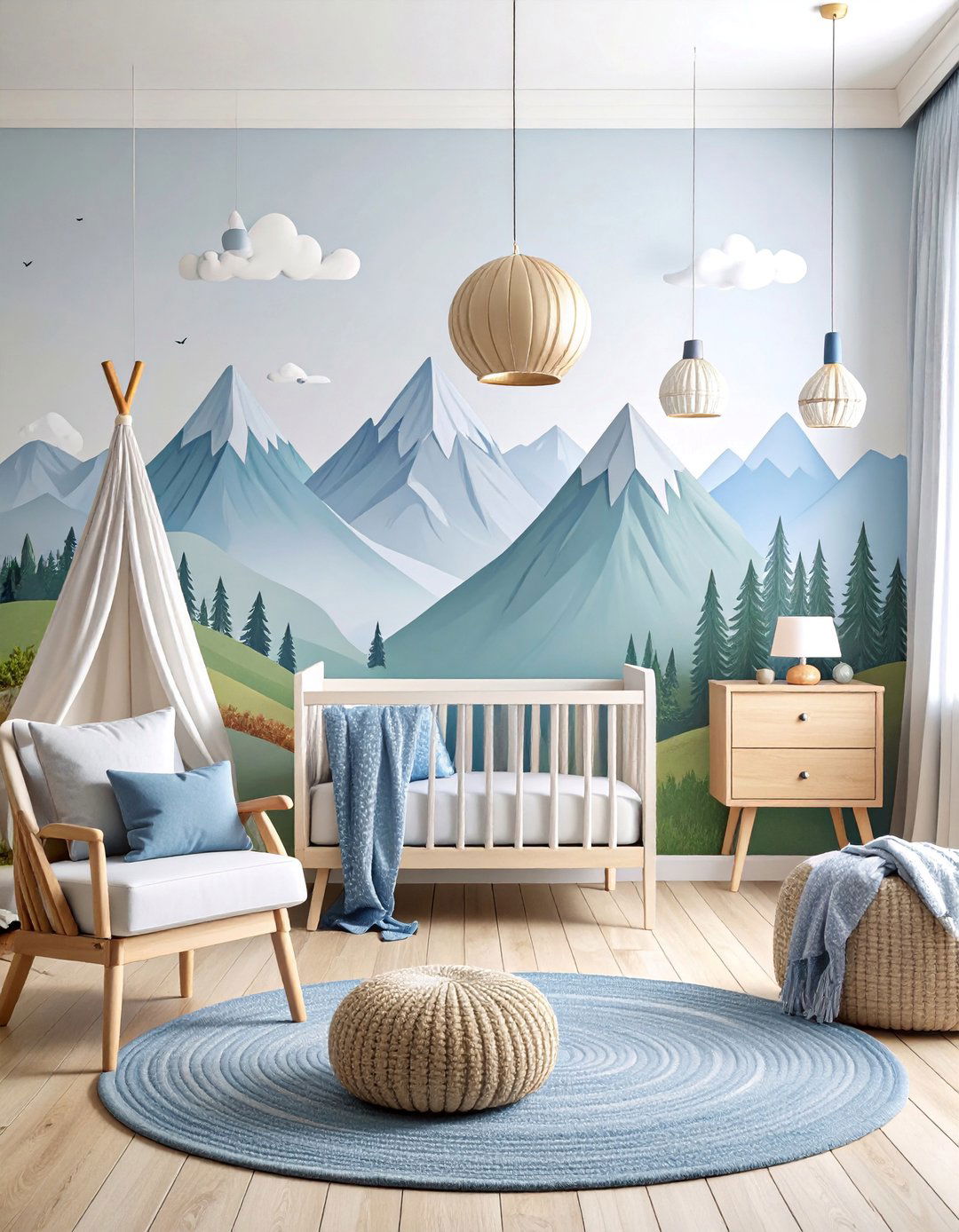 Mountain Adventure Landscape Wall - 25 Nursery Wall Decor Ideas