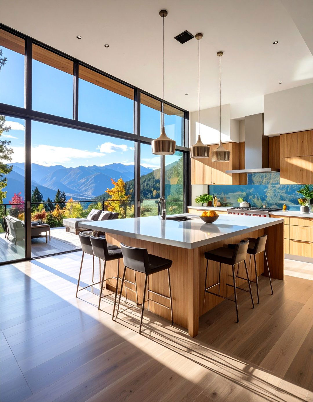 Mountain Entertainment Kitchen with Indoor Outdoor Flow - 25 Mountain House Kitchen Ideas