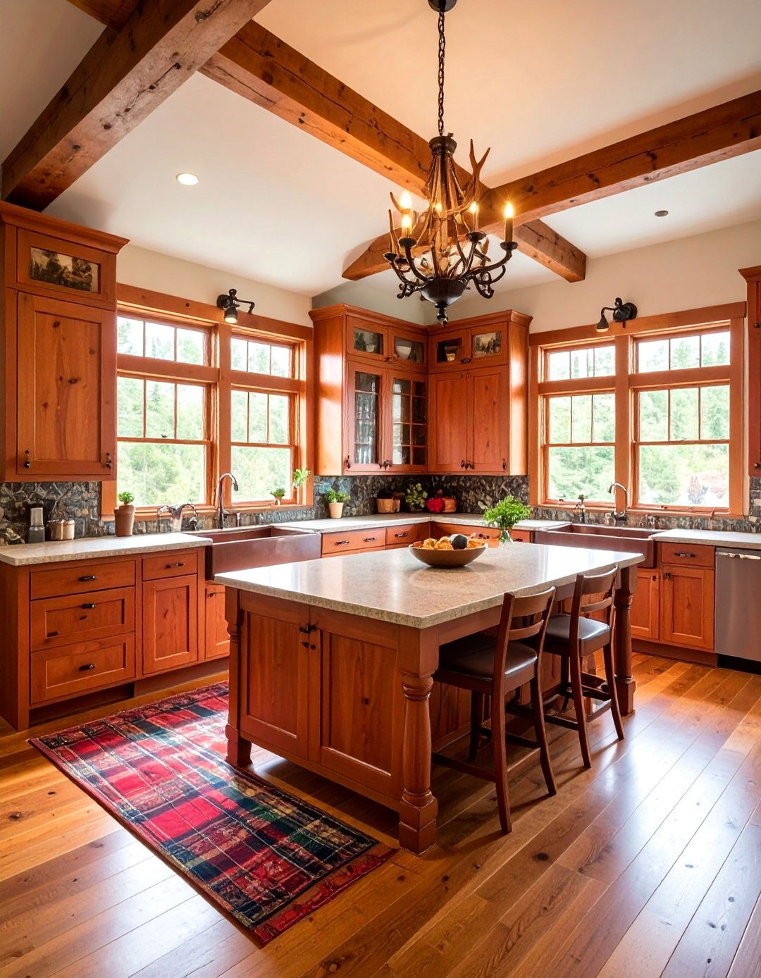 Mountain Hunting Lodge Kitchen with Wildlife Themes - 25 Mountain House Kitchen Ideas