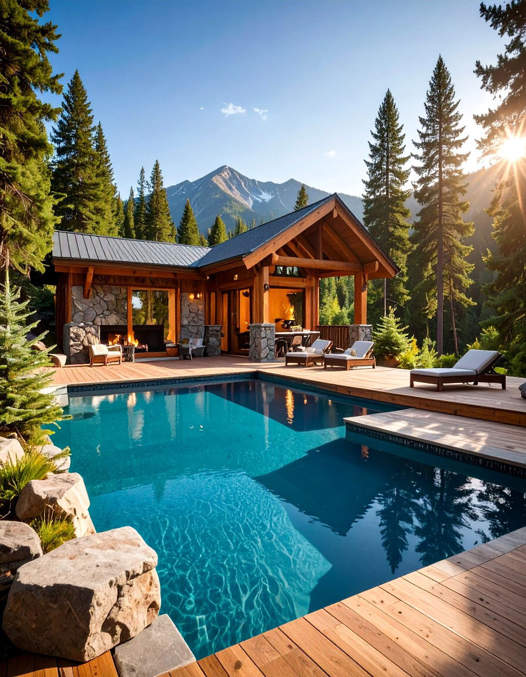 Mountain Lodge Semi Inground Pool - 25 Semi Inground Pool Ideas