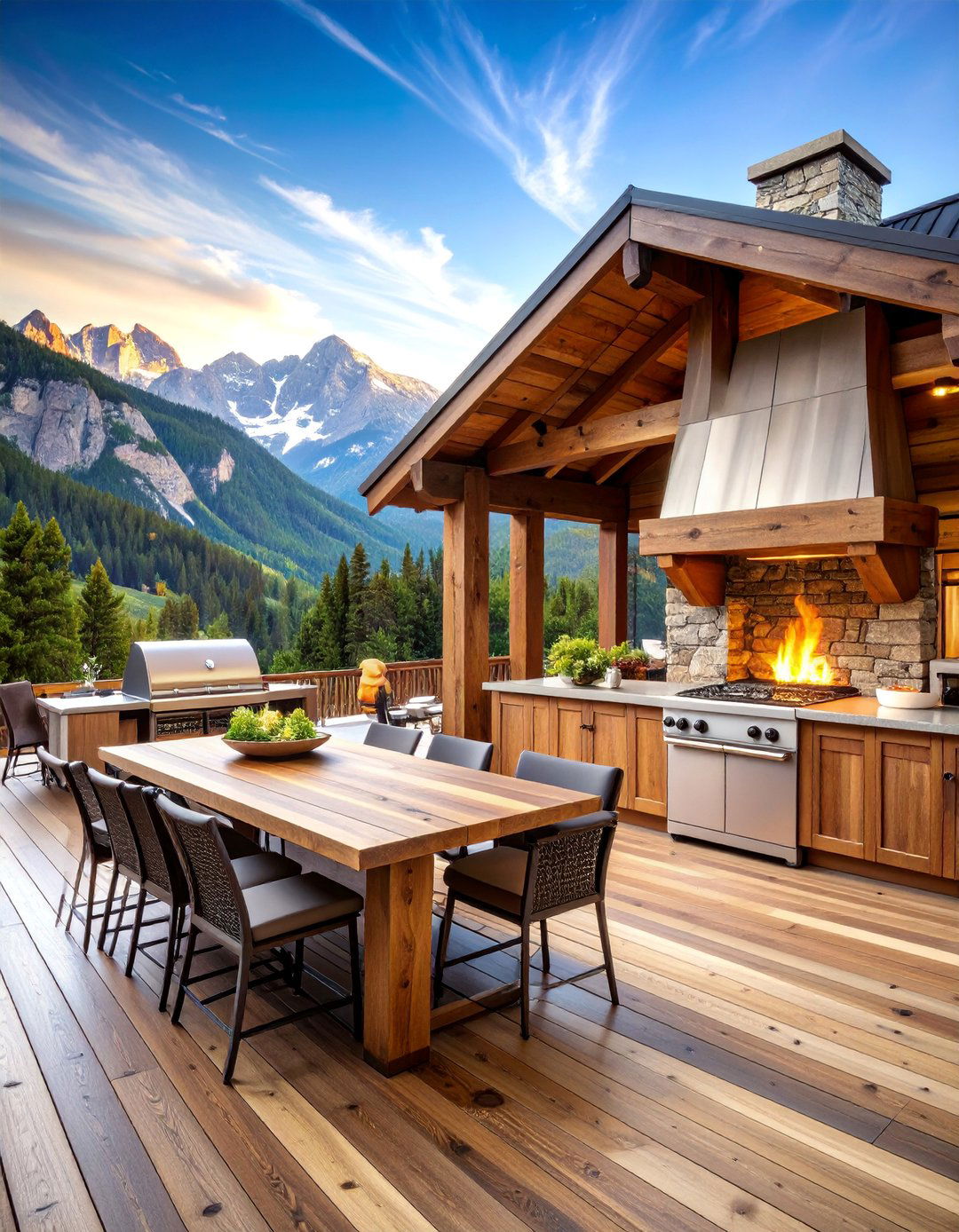 Mountain Lodge Timber Frame Kitchen - 25 Rustic Outdoor Kitchen Ideas