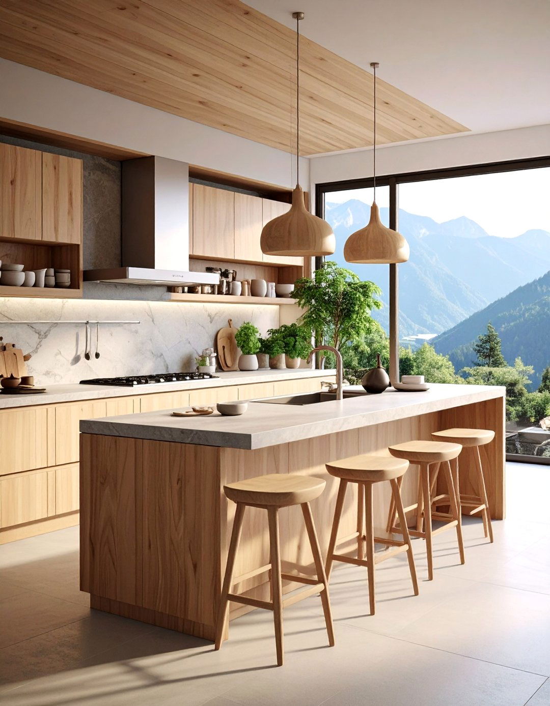 Mountain Zen Kitchen with Japanese Influences - 25 Mountain House Kitchen Ideas