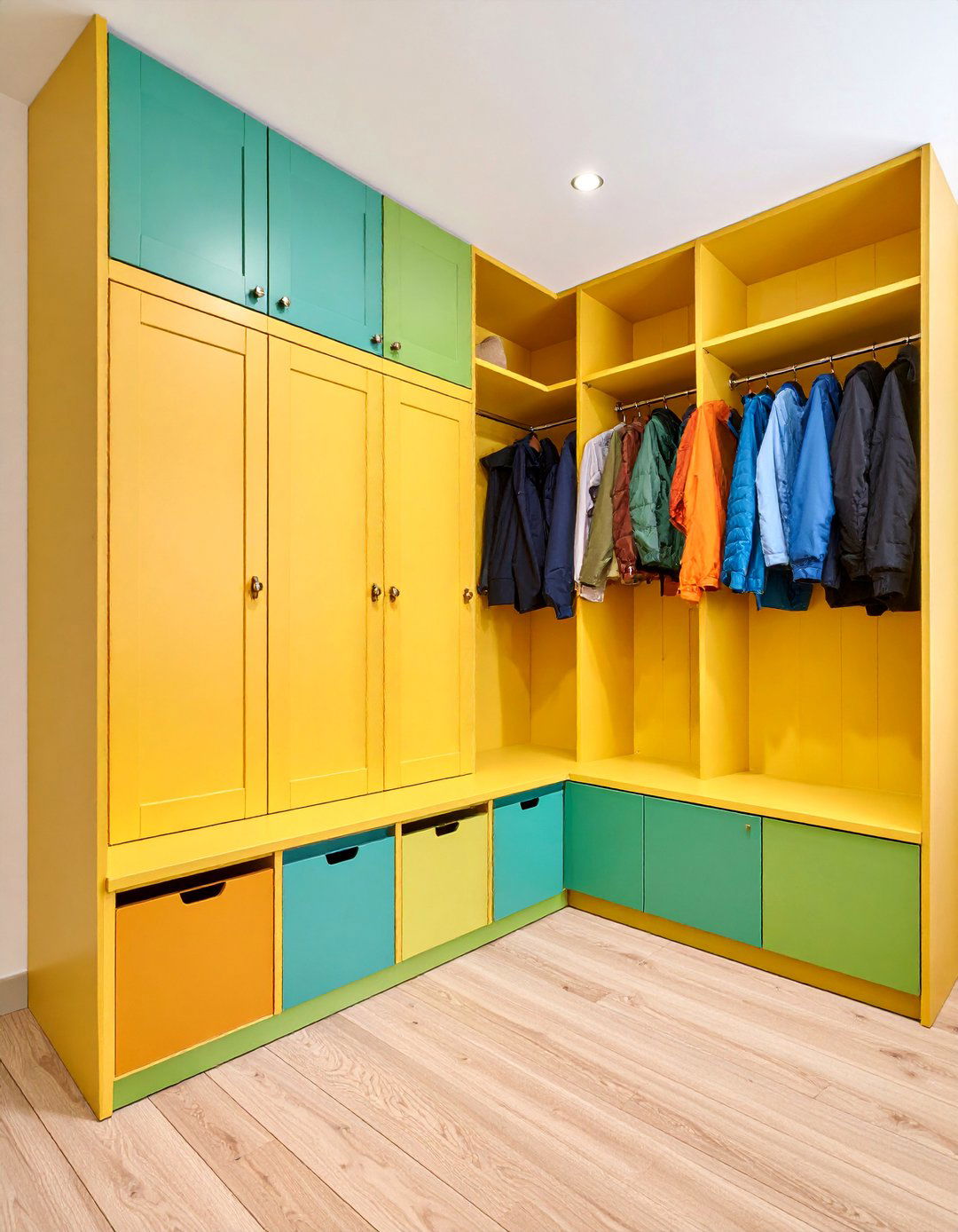 Mudroom Bench with Overhead Locker System - 25 Mudroom Bench Ideas