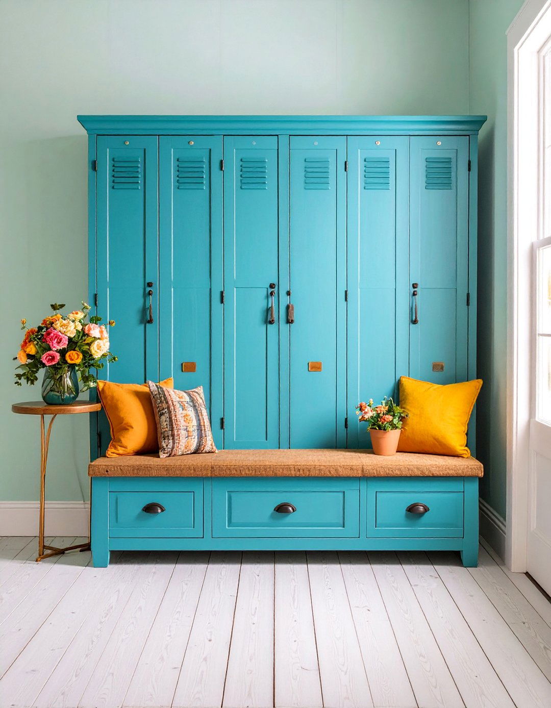 Mudroom Bench with Vintage Locker Inspiration - 25 Mudroom Bench Ideas
