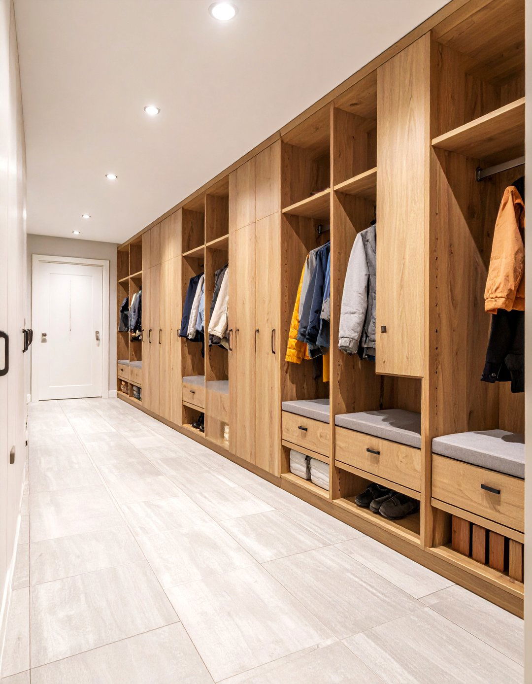 Mudroom Style Hallway with Organized Compartments - 25 Narrow Hallway Ideas