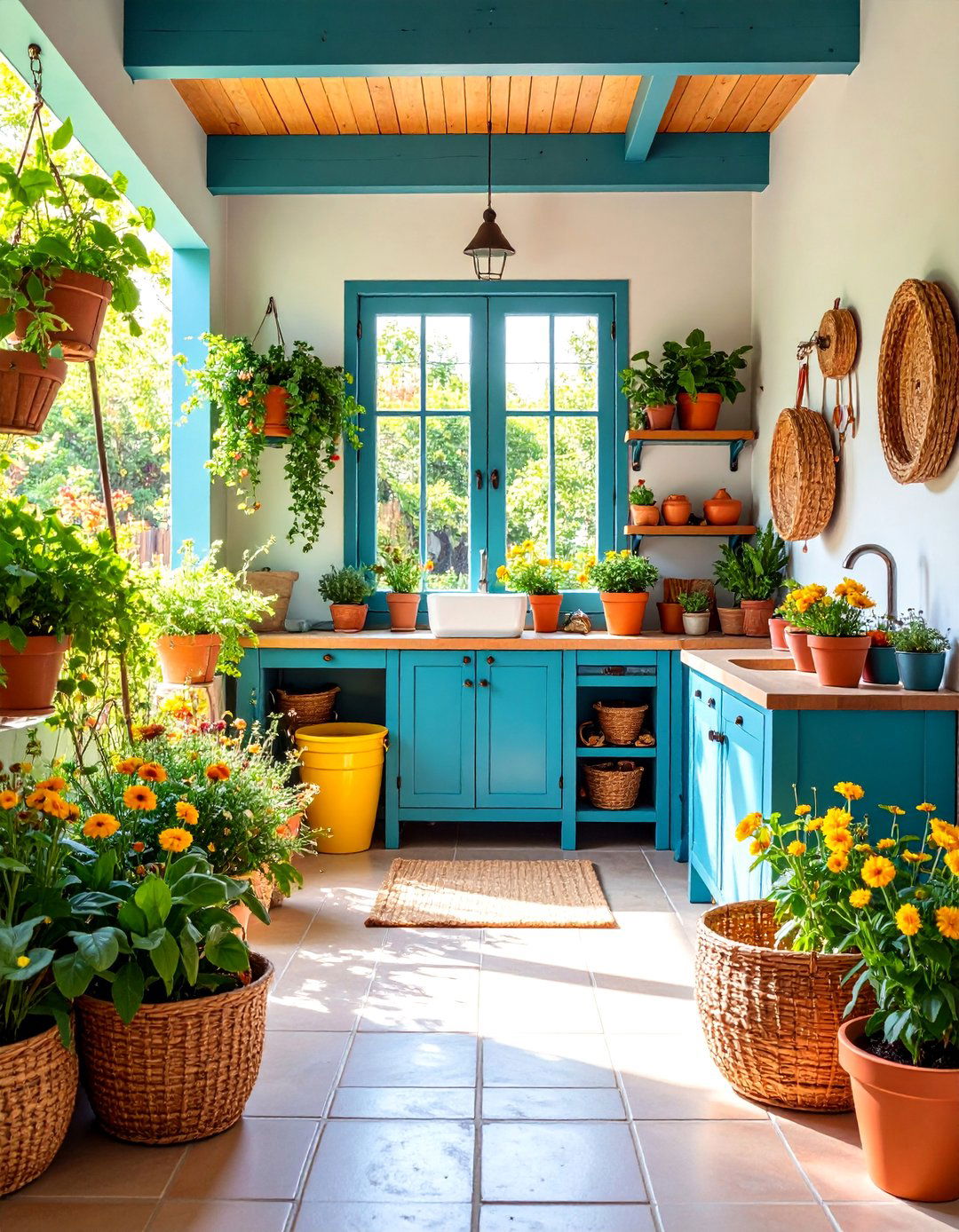 Mudroom with Garden Tool Storage and Potting Station Integration - 25 Mud Room Ideas