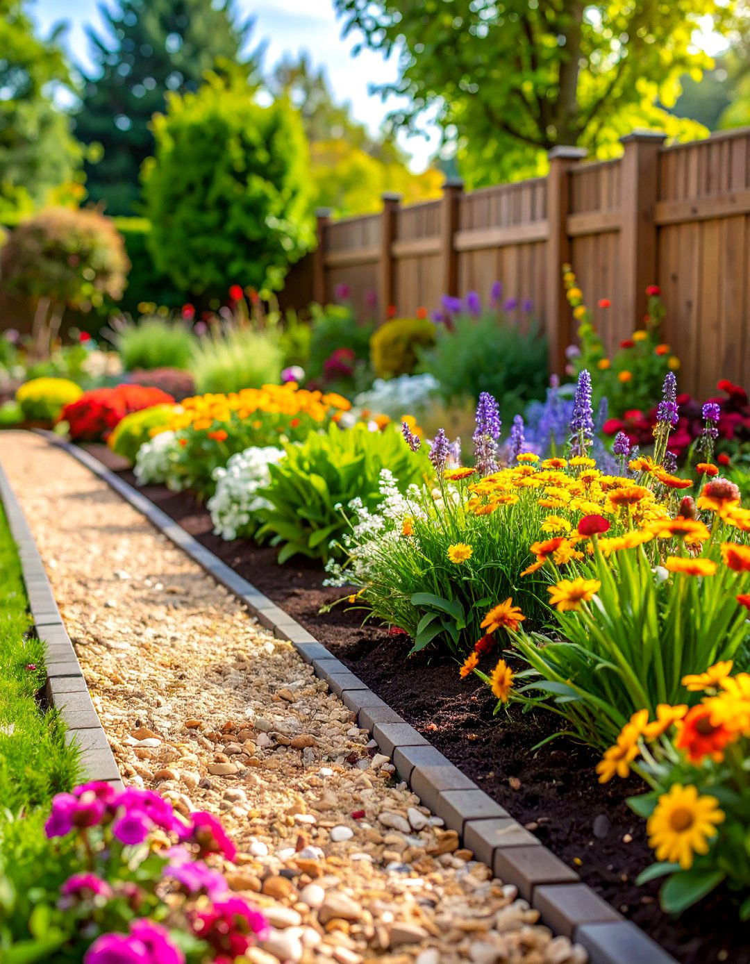 Mulched Flower Bed Border Design - 25 Cheap Backyard Makeover Ideas