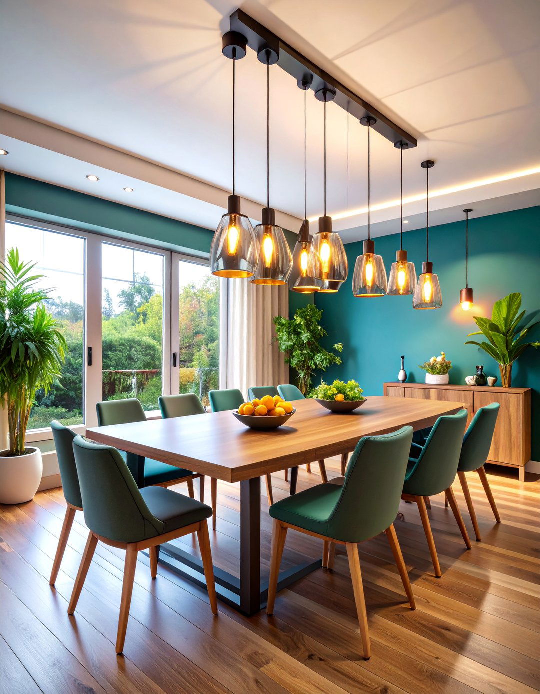 Multi Directional Track System with Pendant Attachments - 25 Small Dining Room Lighting Ideas
