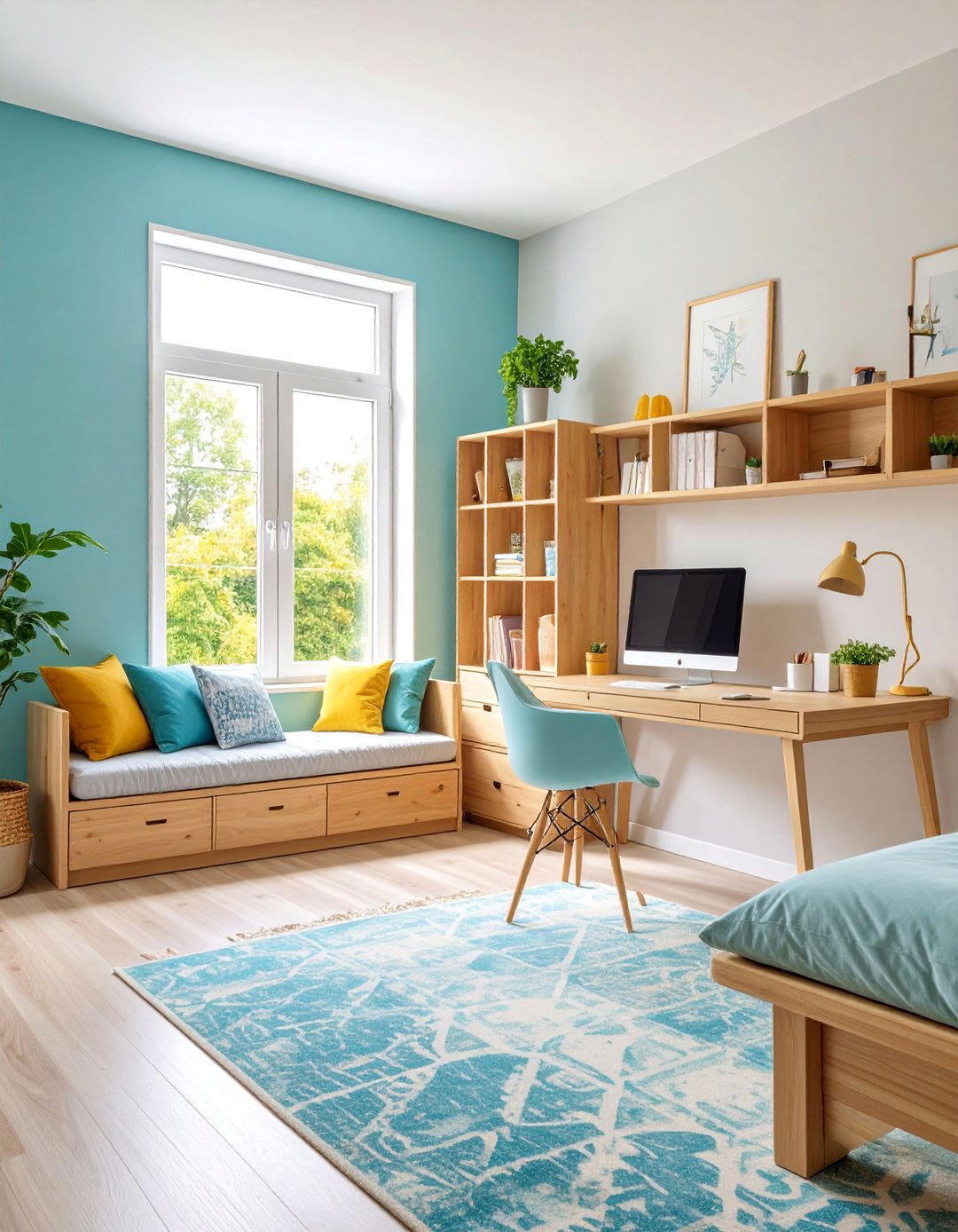 Multi Functional Scandinavian Bedroom with Workspace Integration - 25 Scandinavian Bedroom Ideas
