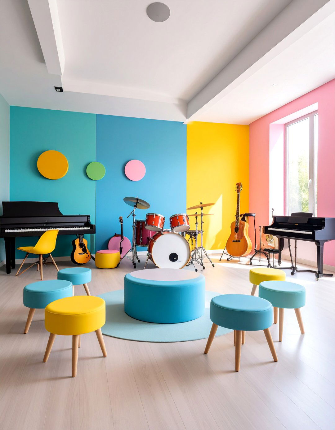 Multi Instrument Family Practice Room with Zoned Areas - 25 Music Room Ideas