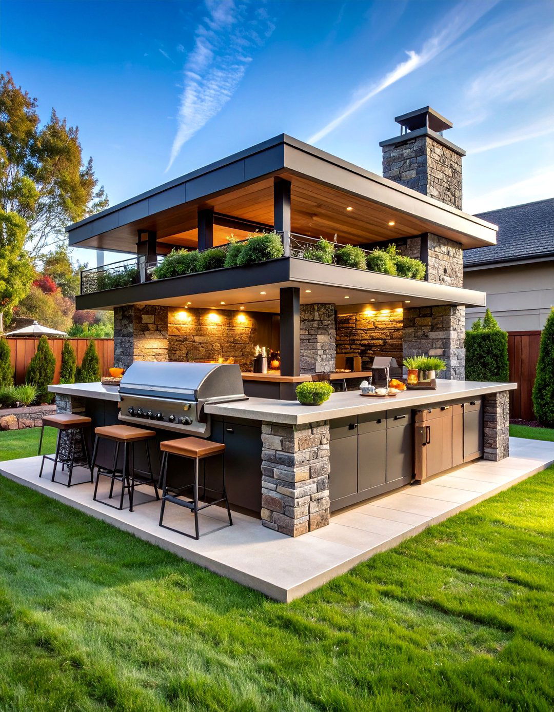 Multi Level BBQ Island with Raised Elements - 25 Bbq Island Ideas