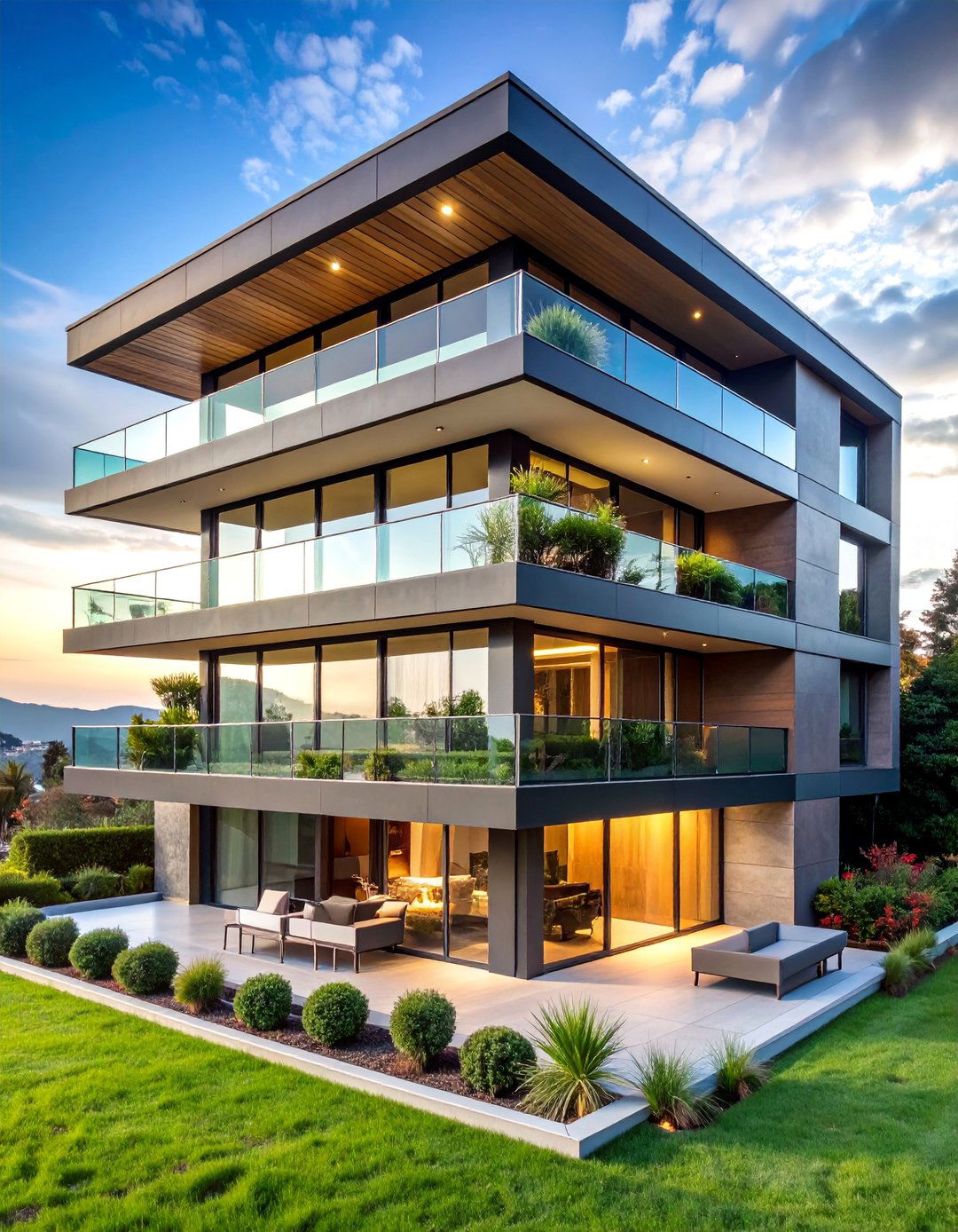 Multi Level Cantilever Balcony with Stepped Design - 25 Cantilever Balcony Ideas