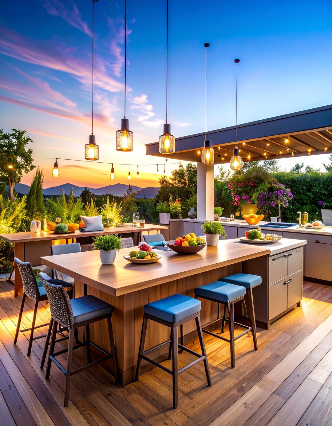 Multi Level Counter Height Grouping - 25 Outdoor Furniture Ideas