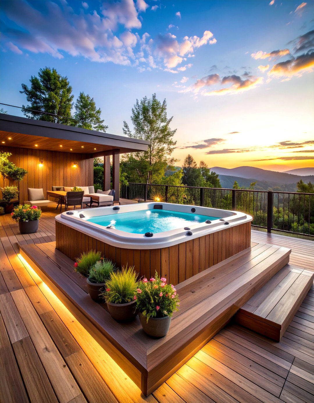 Multi Level Deck Hot Tub Design - 25 Hot Tub Landscaping Ideas