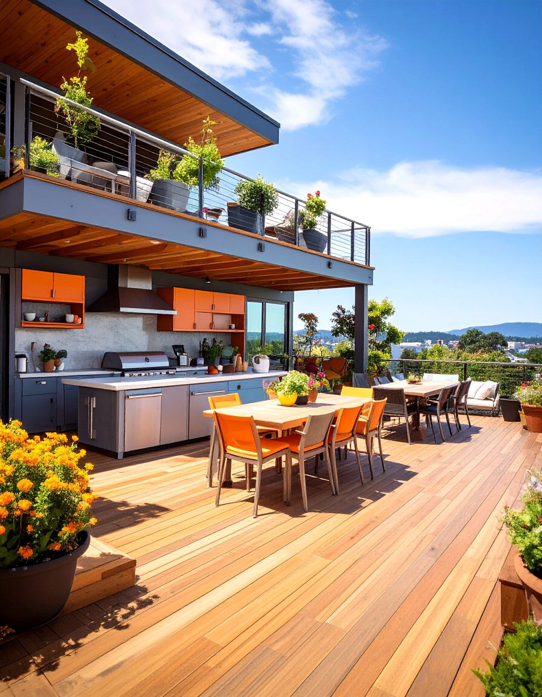 Multi Level Deck Kitchen with Elevated Dining - 25 Outdoor Kitchen on Deck