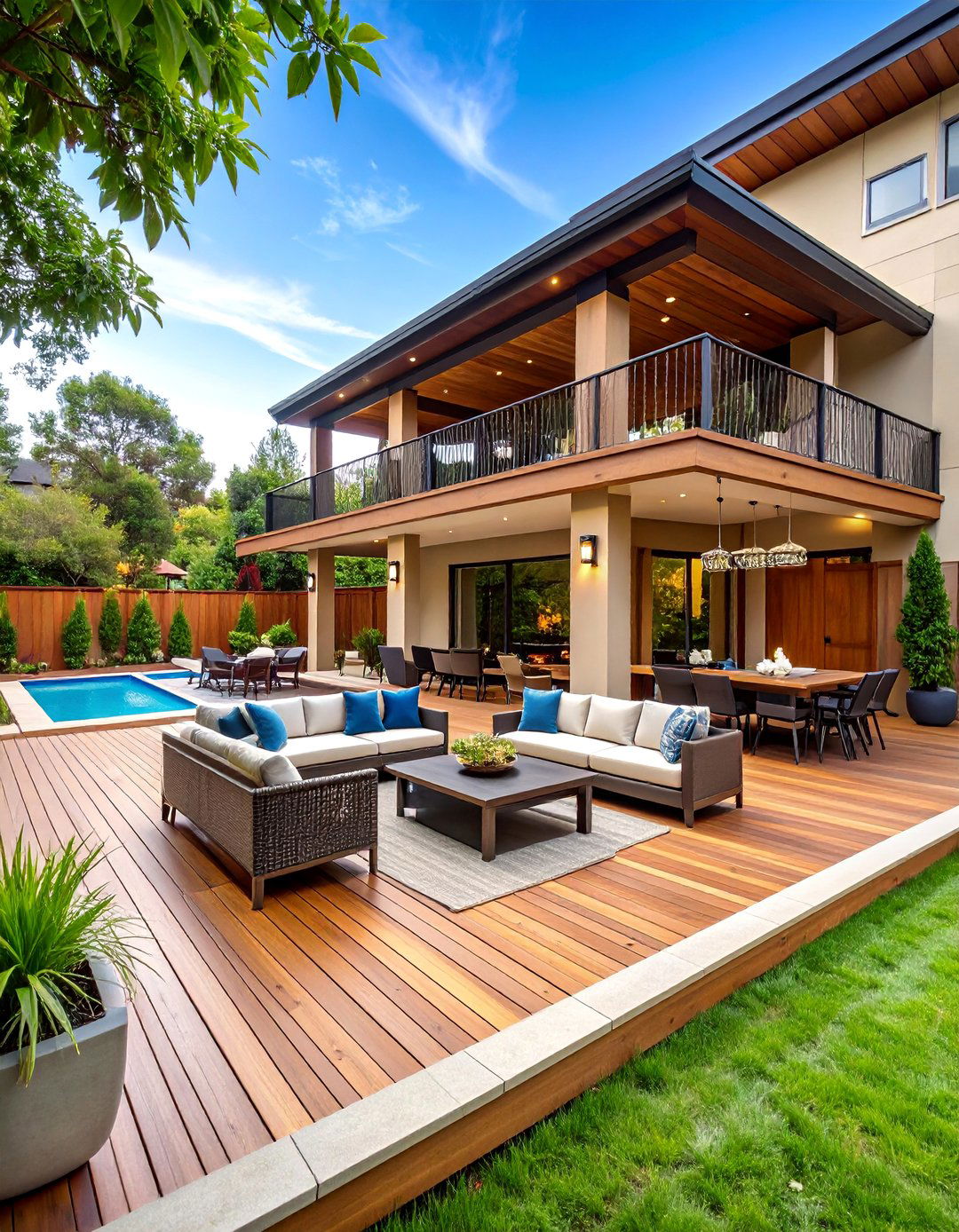 Multi Level Entertainment Deck with Defined Zones - 25 Deck Decorating Ideas