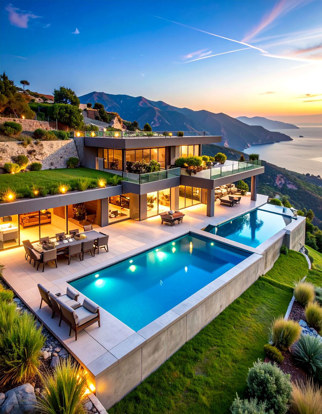 Multi Level Entertainment Terraces - 25 Hillside Terraced Garden Ideas