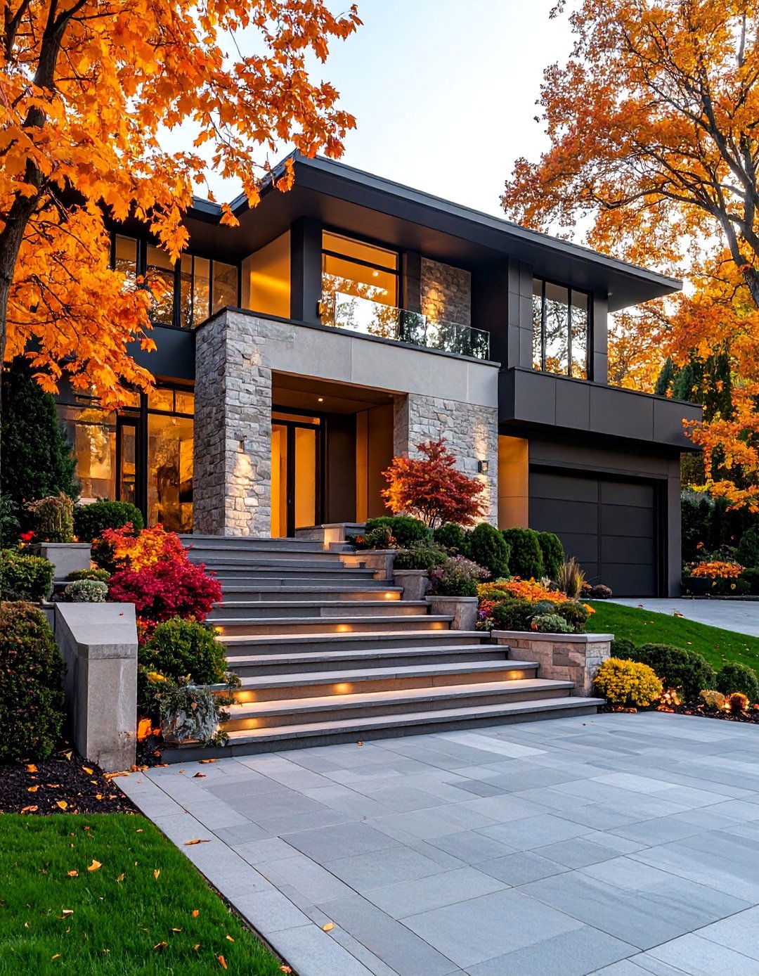Multi Level Entrance with Steps and Terraces - 25 driveway entrance ideas