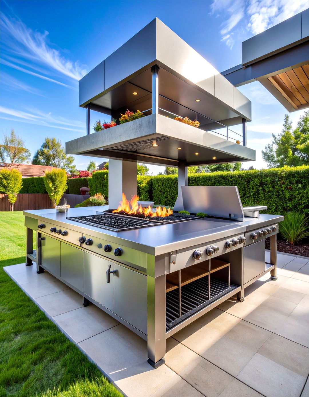 Multi Level Fire Pit with Cooking Grates - 25 Wood Burning Fire Pit Ideas