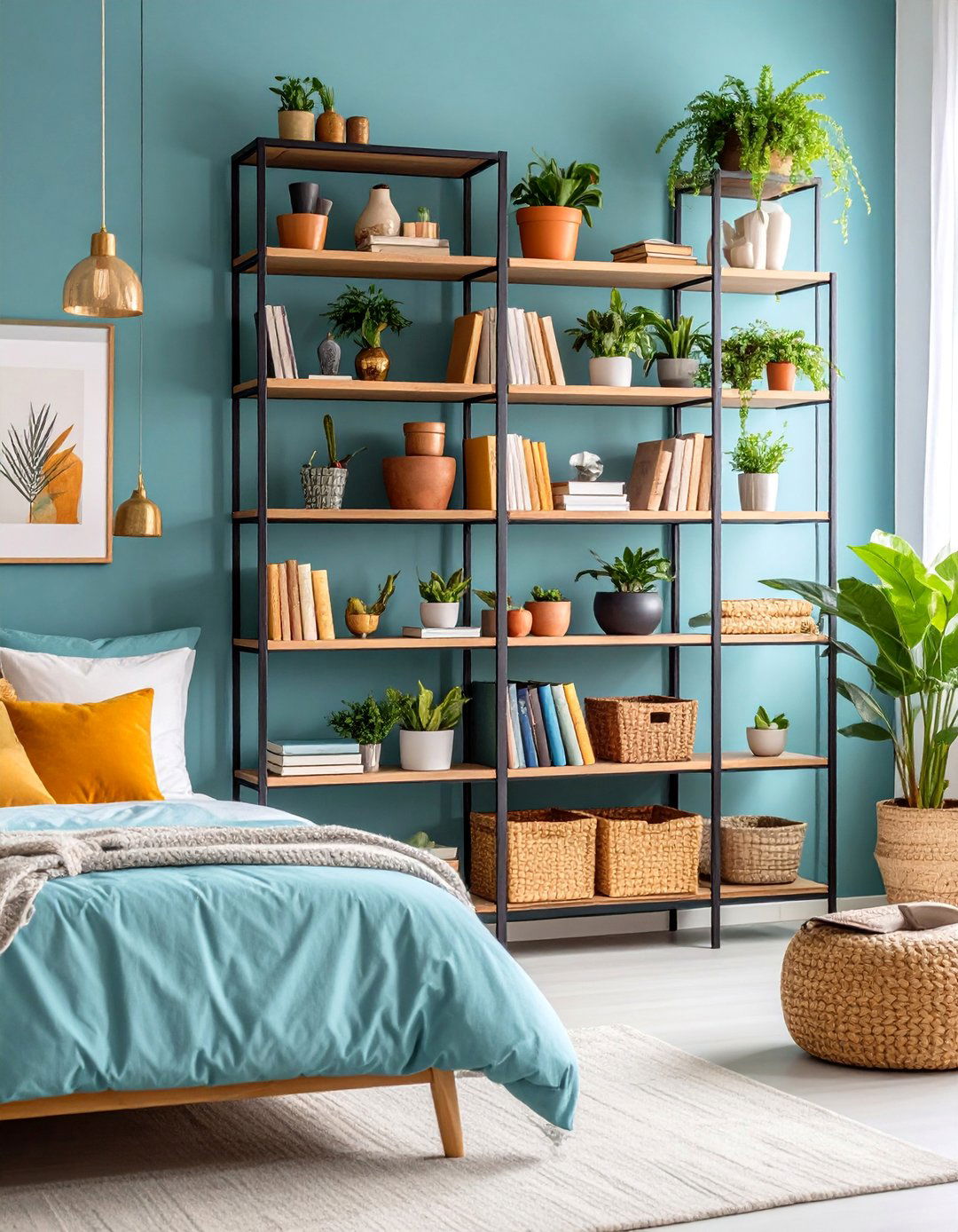 Multi Level Floating Shelf Gallery - 25 Bedroom Wall Decor Ideas
