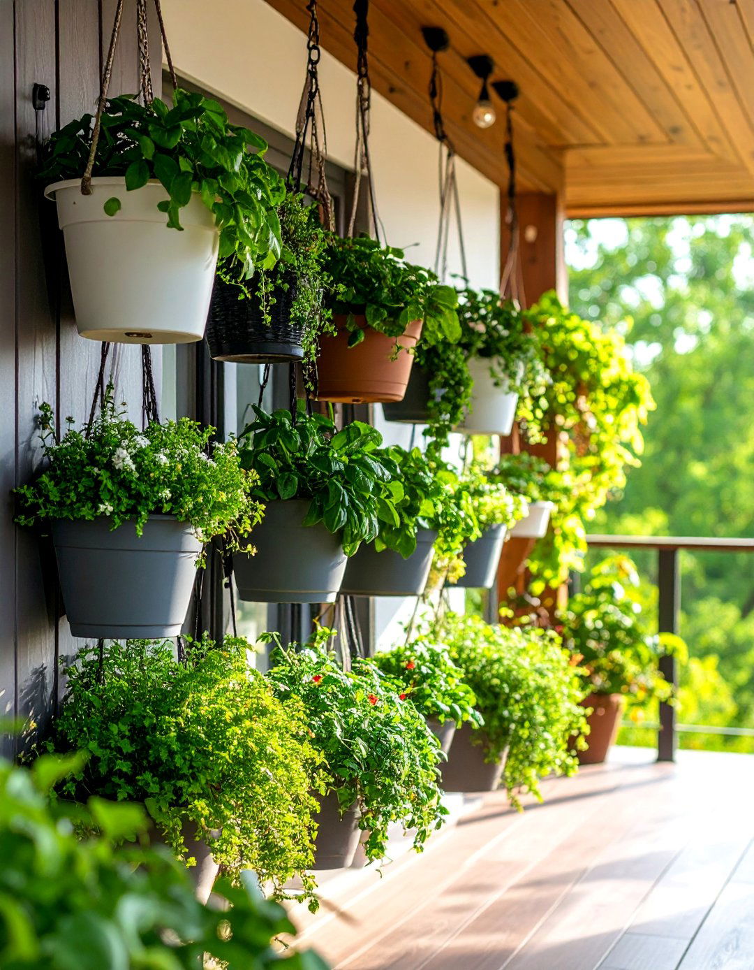 Multi Level Hanging Garden Privacy Wall - 25 Balcony Privacy Ideas