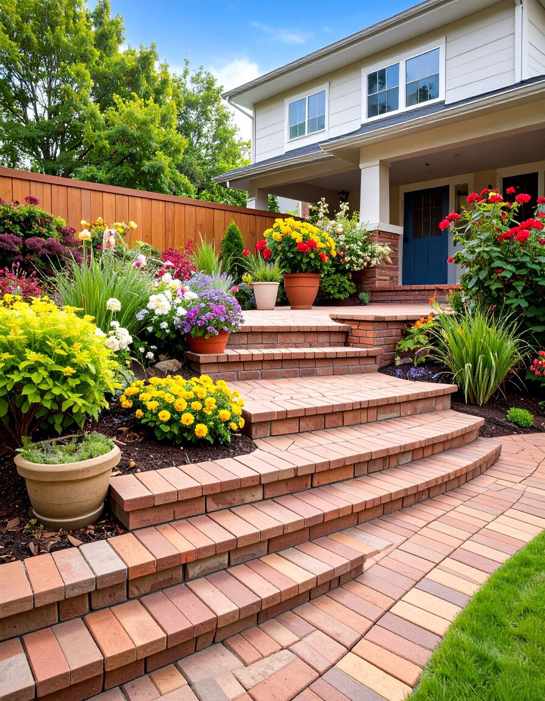Multi Level Herringbone Brick Patio Design - 25 herringbone brick patio designs