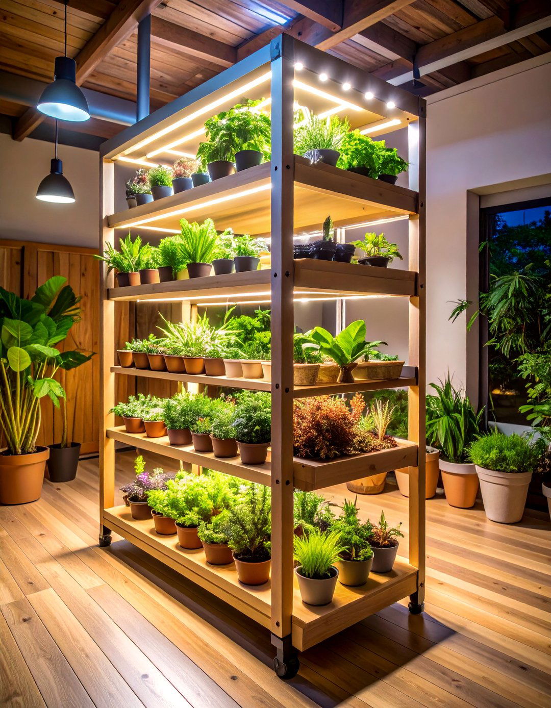 Multi Level Plant Stand with Grow Light Integration - 25 Basement Furniture Ideas