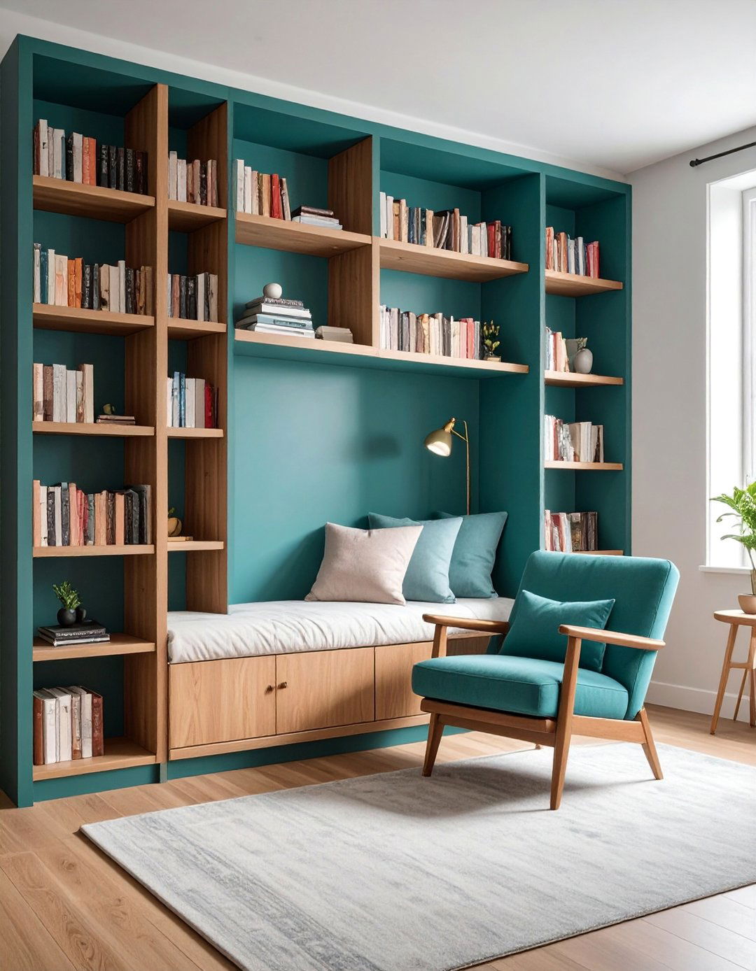 Multi Level Reading Nook Shelving - 25 Bedroom Shelving Ideas