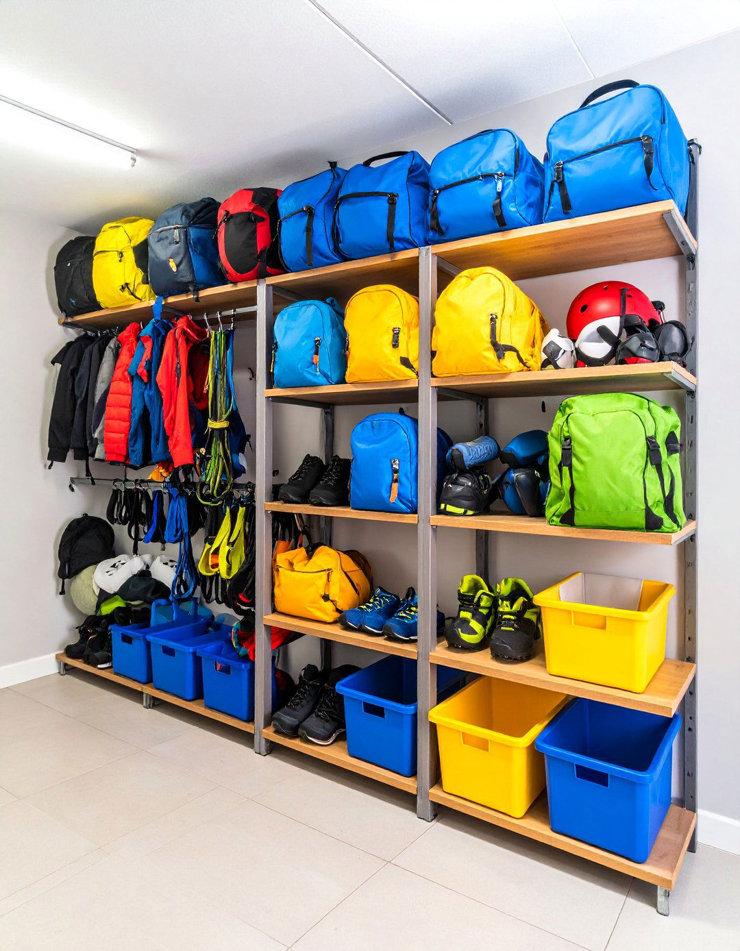 Multi Level Sports Gear Organization - 25 Garage Storage Ideas