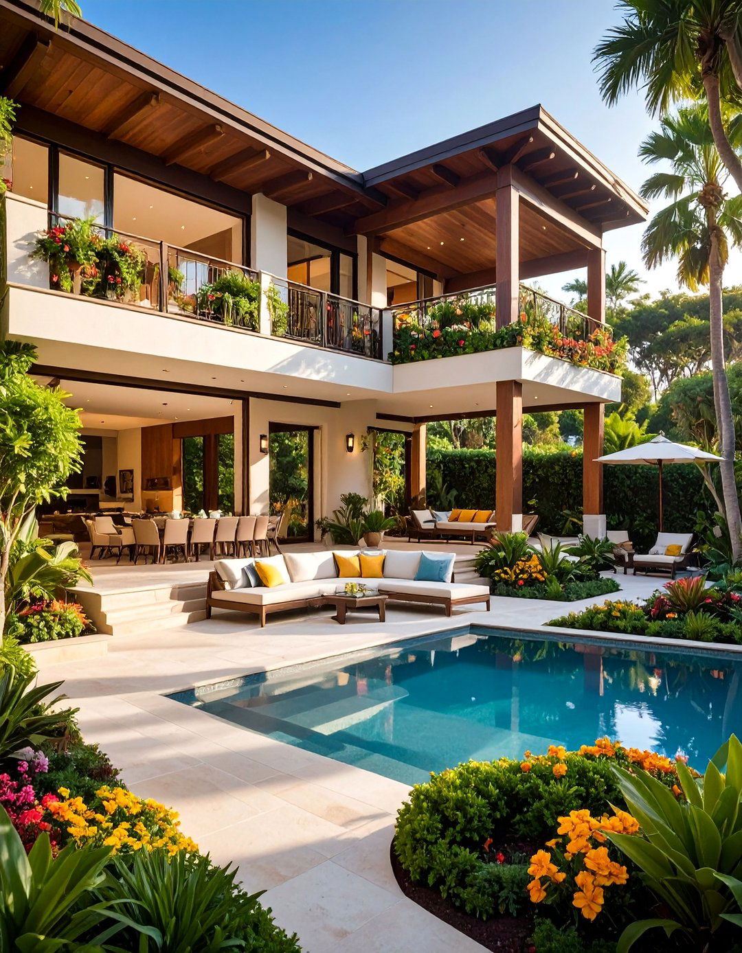 Multi Level Terraced Lanai with Garden Integration - 25 Lanai Porch & Patio Designs