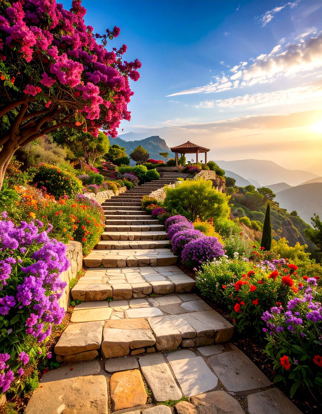 Multi Level Terraced Stone - 25 Rock Walkway Ideas