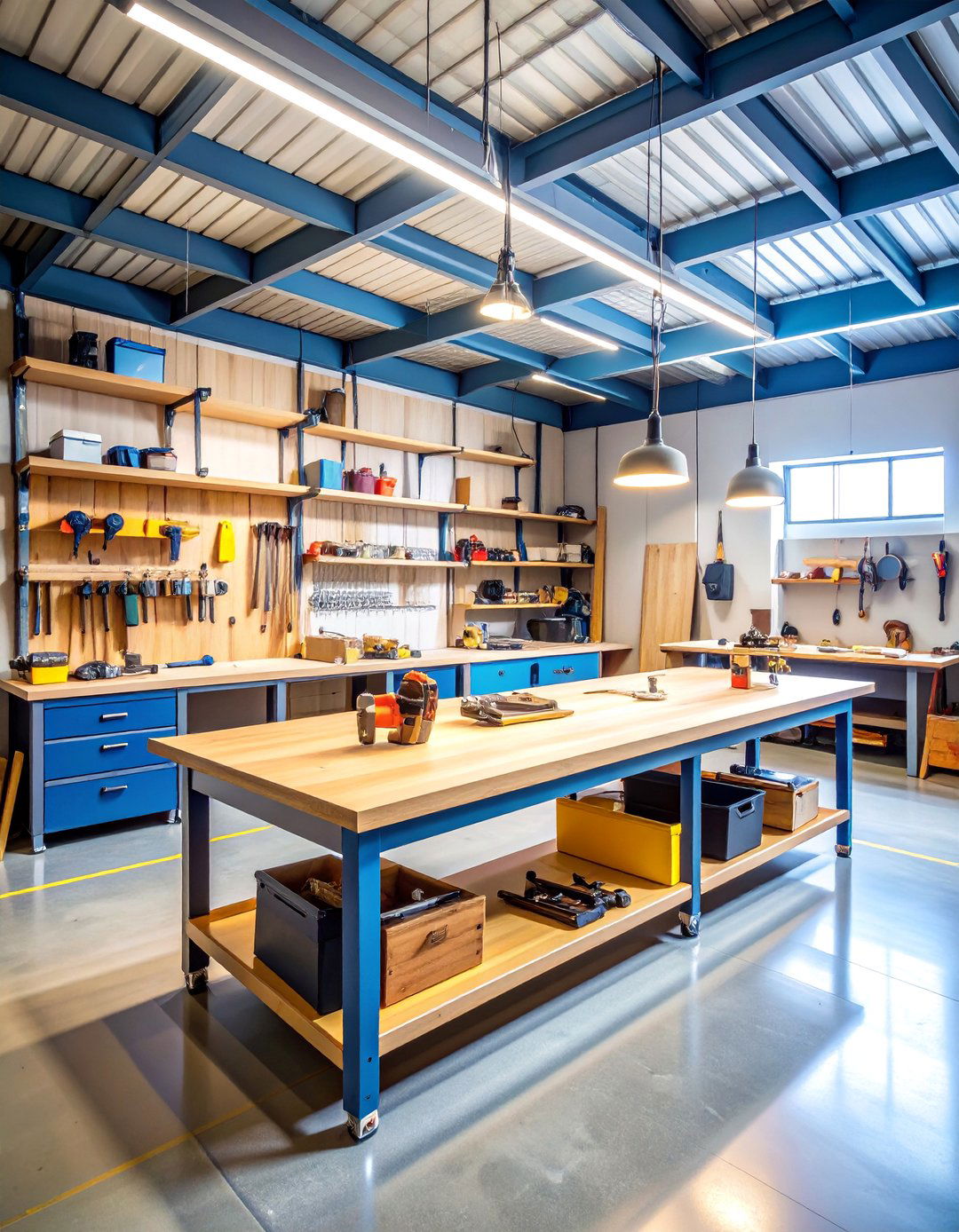 Multi Level Terraced Workbench - 25 Garage Workbench Ideas