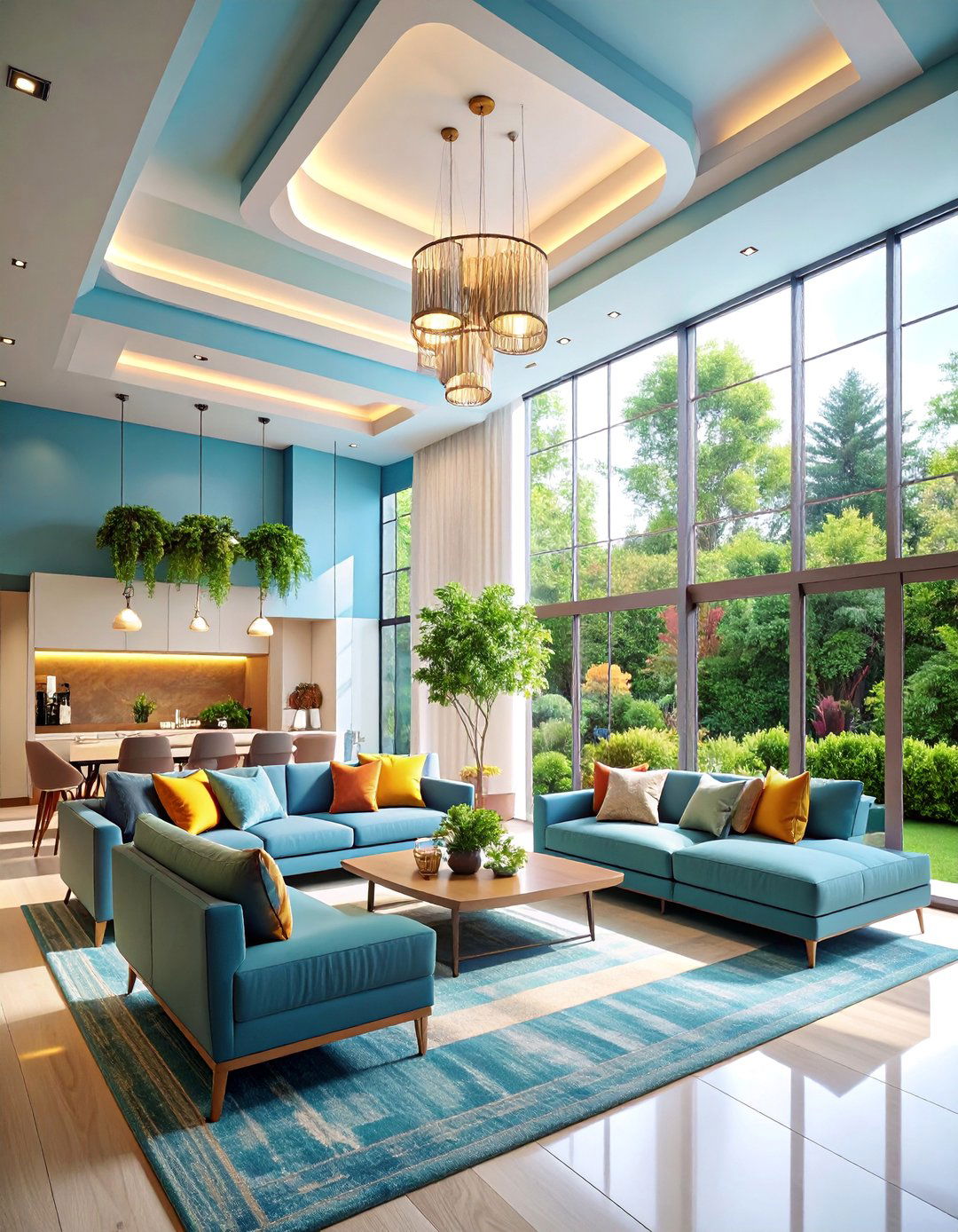 Multi Level Tray Ceiling with Cove Lighting - 25 Living Room False Ceiling Design Ideas
